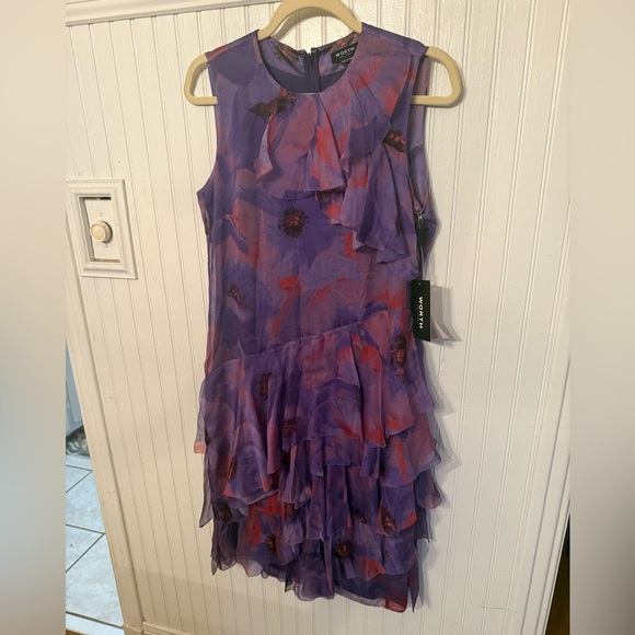 Worth Dresses & Skirts - NWT Worth New York Periwinkle Snapper Silk Ruffle Dress Size 4